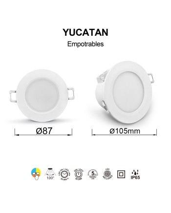 YUCATAN * EMPOTRABLE BLANCO LED IP65 - 10W - CCT